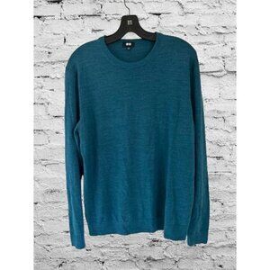 UNIQLO Pure New Wool Crewneck Pullover in Heather Blue Size Large